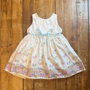 Maggie & Zoe Floral Dress 3T white blue pink cotton butterfly Easter spring